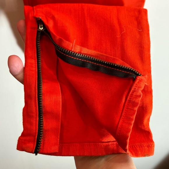 RAG & BONE Sz 31” Mid-Rise Skinny Capri Jeans in Vibrant Orange Zipper at Hem - Picture 6 of 9